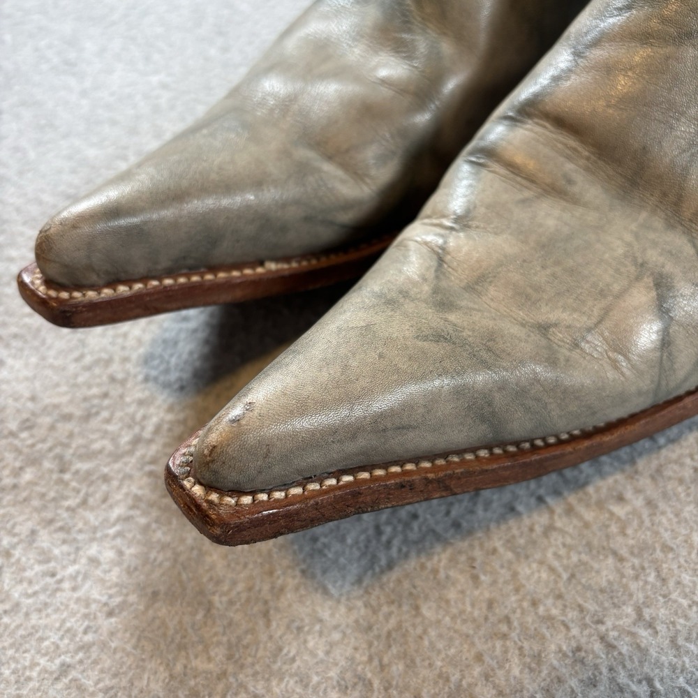 Aguila Real Western Cowboy Boots Mens Size 10 Gray Distressed Leather Square Toe - Picture 3 of 16